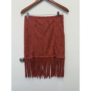 Idyllwind Fueled by Miranda Lambert Faux Suede Fringed Skirt M Western‎ Festival